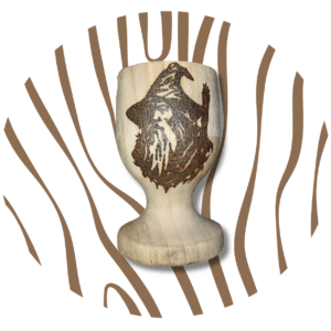 Le Coquetier en Bois avec Pyrogravure de Gandalf