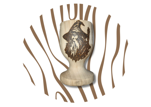 Le Coquetier en Bois avec Pyrogravure de Gandalf