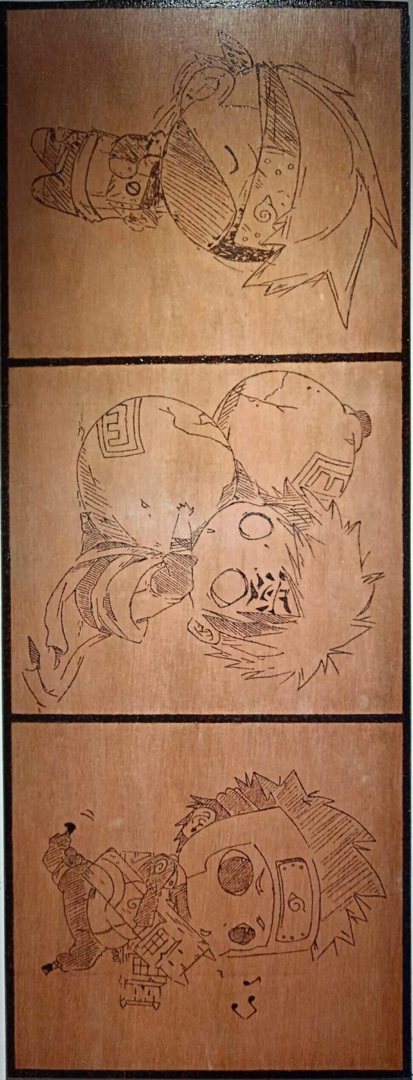 Pyrogravure de Kakashi, Gaara, and Yamato version Chibi 25.5Lx68l cm
