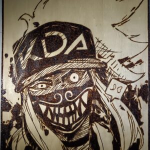 Pyrogravure d'Akali KDA 40x30cm