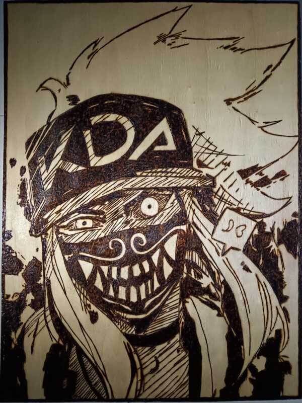 Pyrogravure d'Akali KDA 40x30cm