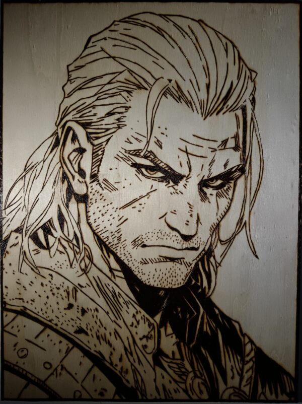 Pyrogravure de Geralt de Riv 40x30cm