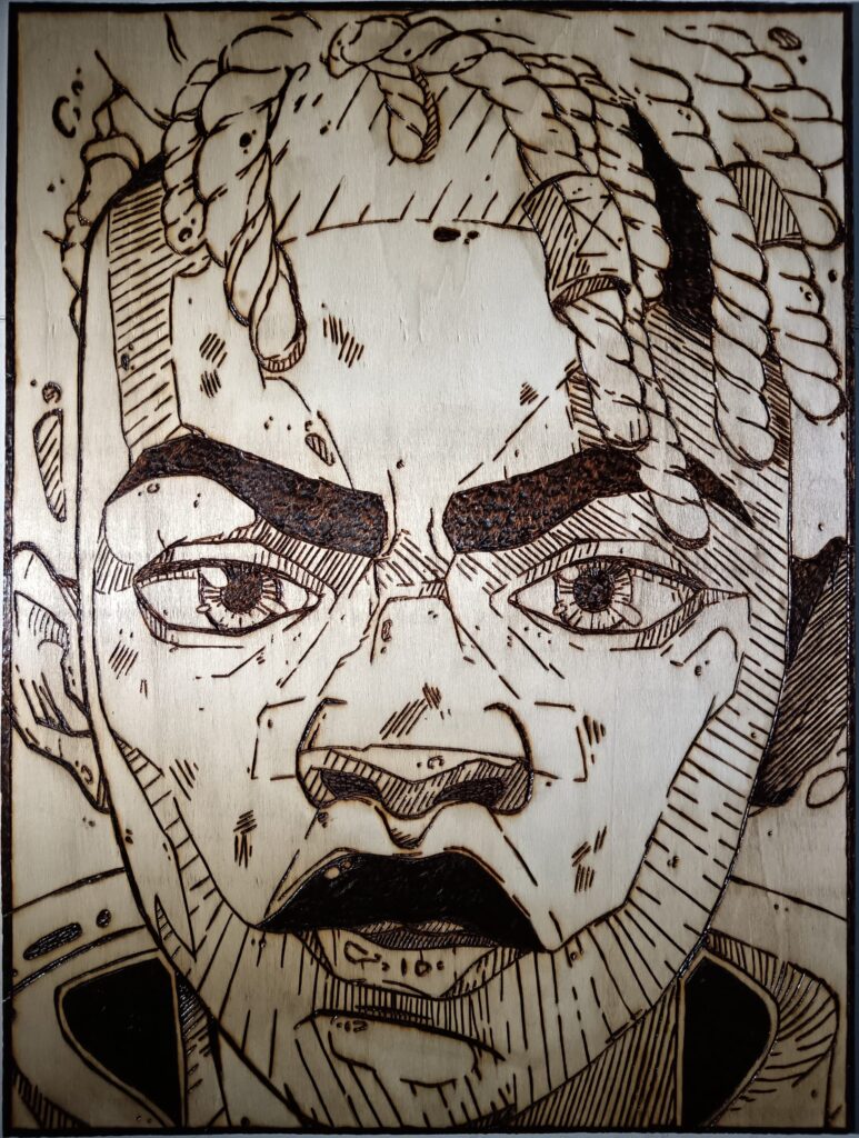 Pyrogravure de Ekko