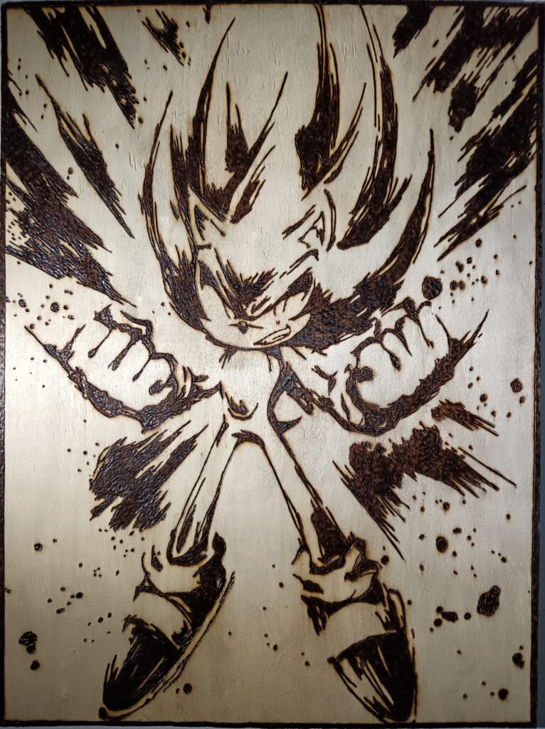 Pyrogravure de Super Sonic