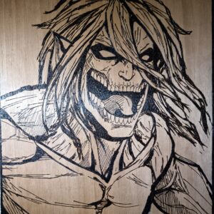 Pyrogravure d'Eren Attack on Titan 40x30cm