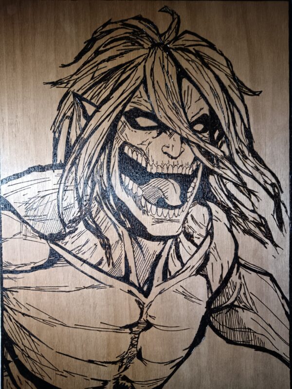 Pyrogravure d'Eren Attack on Titan 40x30cm