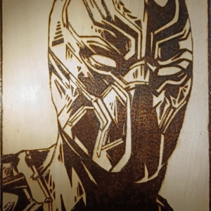Pyrogravure de Black Panther 40x30cm