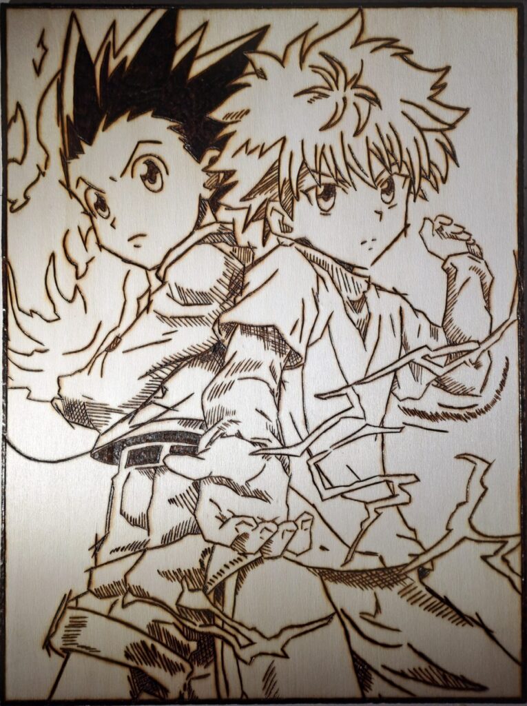 Pyrogravure Gon et kirua ( killua) Hunter X Hunter