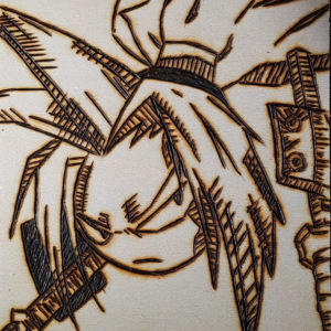 Pyrogravure d'Amidamaru Spirit form ( Shaman King )