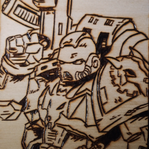 Pyrogravure d'un Space Marine ( Warhammer 40k )