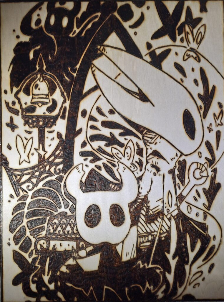 Pyrogravure d'Hollow Knight