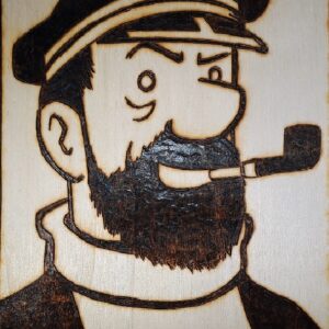 Pyrogravure du Capitaine Haddock