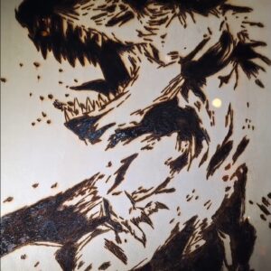 Pyrogravure de Dinosaure