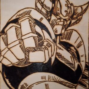 Pyrogravure de Goldorak