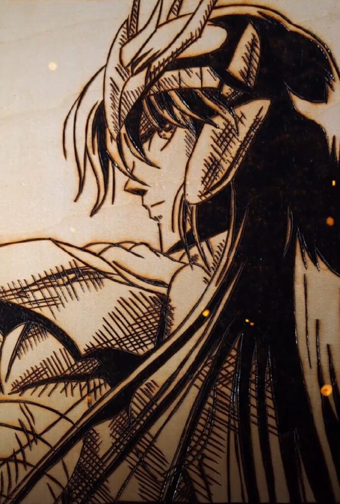 Pyrogravure de Shiryu ( saint seiya )