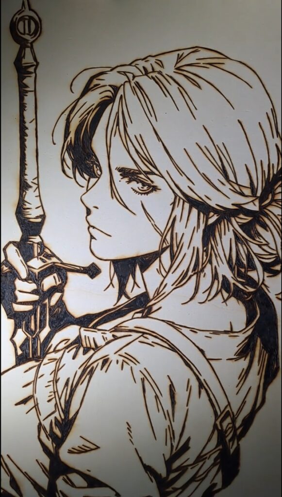 Pyrogravure de Ciri