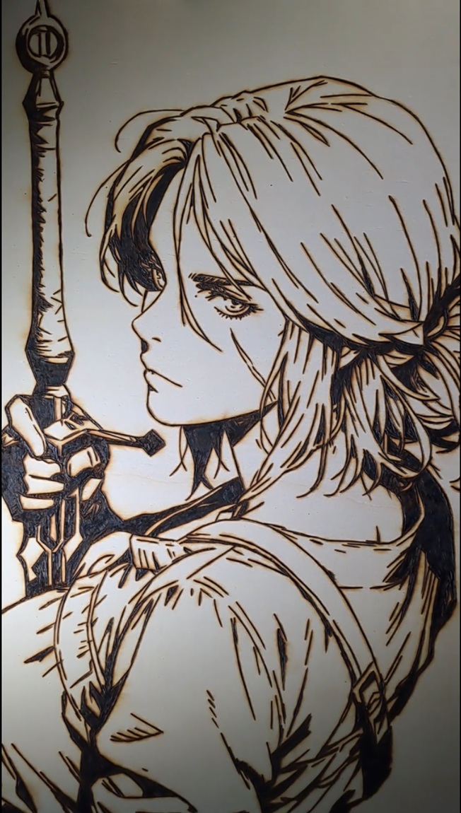 Pyrogravure de Ciri