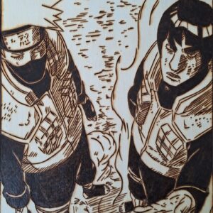 Pyrogravure de Kakashi et Gaï