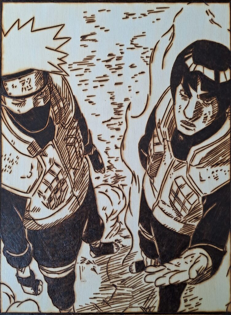 Pyrogravure de Kakashi et Gaï