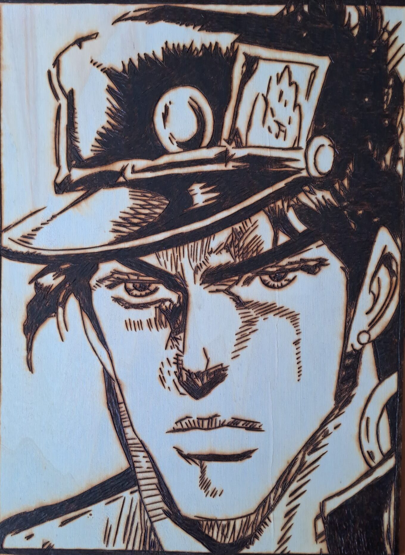 Pyrogravure de Jotaro